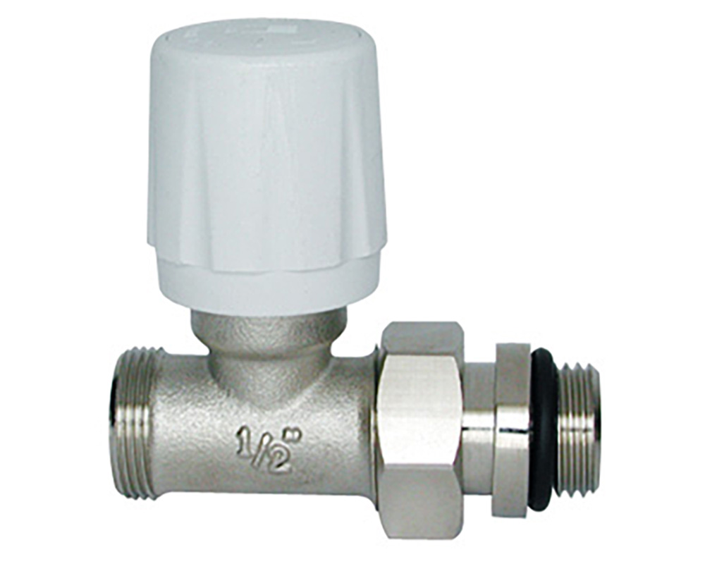 Thermostatic straight valve with manual wheelhandle for copper, plastic ...